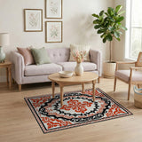 Opulent Red Black Traditional Persian Area Rug
