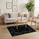 Black White Geometric Star Area Rug