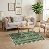 Green Soccer Pitch Washable Area Rug