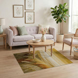 ODIKA Washable Golden Wheat Landscape Area Rug - Low Pile & Non-Slip