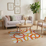 Vibrant Orange Loop Abstract Area Rug