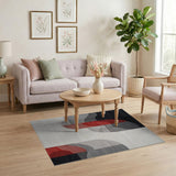 ODIKA Modern Abstract Geometric Washable Area Rug - Red & Black Non-Slip Low Pile Rug