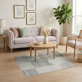 Abstract Curved Beige Grey Area Rug