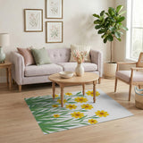 Sunny Yellow Daisy Meadow Area Rug