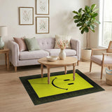 Yellow Pixel Smiley Face Area Rug