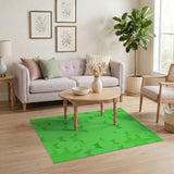 Vibrant Green Butterfly Silhouette Area Rug