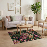 Vintage Blush Peony Floral Pink Area Rug