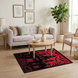 Gothic Haunted Castle Bats Red Area Rug