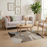 Wavy Abstract Beige Neutral Area Rug