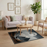 Wolf Howling at Moon Mountain Landscape Rug