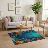 Vibrant Coral Reef Fish Ocean Area Rug
