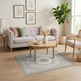 Beige Sunburst Medallion Area Rug
