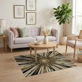 Ornate Gold Sunburst Area Rug