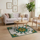 Multi-color and Patterns Teal Gold Persian Medallion Area Rug