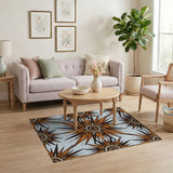 Bold Orange Tribal Sunburst Area Rug