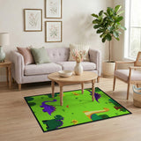 Playful Cartoon Dinosaur Meadow Area Rug