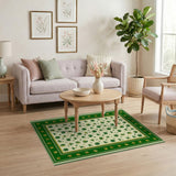 Floral Vintage Shamrock Clover Green Area Rug