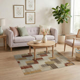 Cream Beige Geometric Block Area Rug