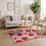Playful Strawberry Scatter Pink Area Rug