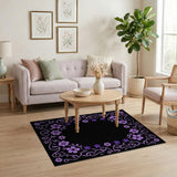 Purple Floral Vintage Frame Area Rug