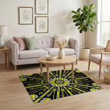 Bold Yellow Sunburst Geometric Area Rug