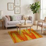 Orange Vibrant Orange Wave Abstract Area Rug