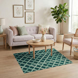 Teal Woven Lattice Area Rug