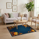Navy Halloween Pumpkin Border Area Rug