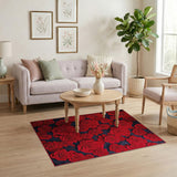 Vibrant Red Roses Area Rug