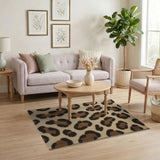 Tufted Leopard Print Area Rug in Cream Brown