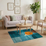 Teal Blue Geometric Circles Area Rug