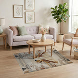Southwestern Deer Heads Tan Area Rug