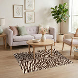 Brown Zebra Stripe Geometric Area Rug