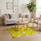 Yellow Sunny Fried Eggs Yellow Area Rug