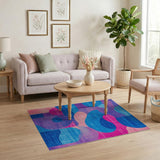 Vibrant Blue Pink Geometric Abstract Area Rug
