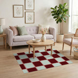 Red Checkered Grid Area Rug