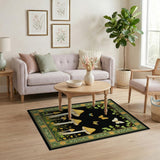 Whimsical Yellow Mushrooms Butterflies Area Rug