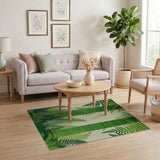 Lush Green Fern Vertical Stripe Area Rug