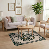 Ornate Green Swirl Persian Area Rug