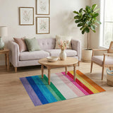 Vibrant Multi-Color Striped Geometric Geometric Modern Area Rug