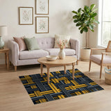 Modern Gold Grey Geometric Woven Rug