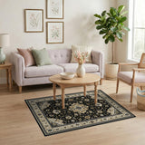 Gold and Silver Black Gold Traditional Persian Area Rug