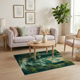 Lush Green Mountain Cliffs Waterfall Area Rug