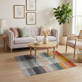 Multi-color and Patterns Vibrant Multi-Color Block Stripe Area Rug