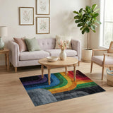Vibrant Rainbow Arcs Geometric Modern Area Rug