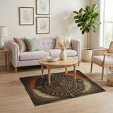 Distressed Vintage Orange Mandala Area Rug