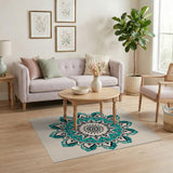 Boho Chic Teal Mandala Boho Area Rug