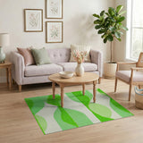Modern Green Wavy Stripe Area Rug