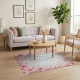 Blush Pink Cherry Blossom Border Area Rug