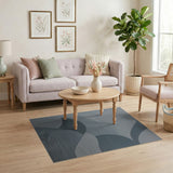 Abstract Blue Teal Wave Area Rug
